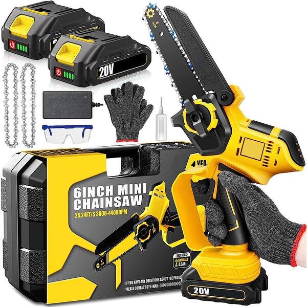 slide 2 of 5, Mini Chainsaw Cordless Yellow - Battery