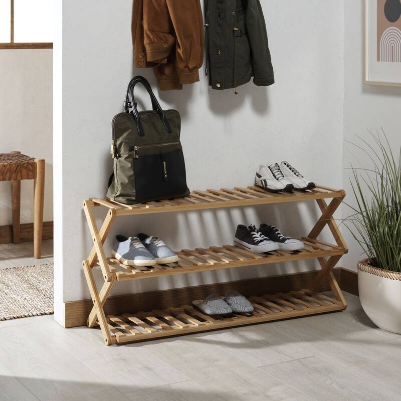 SAFAVIEH Etiennette 3-Tier Shoe Storage Shelf - 38.7 In. W x 10 In. D x 18.1 In. H - 39Wx10Dx18H