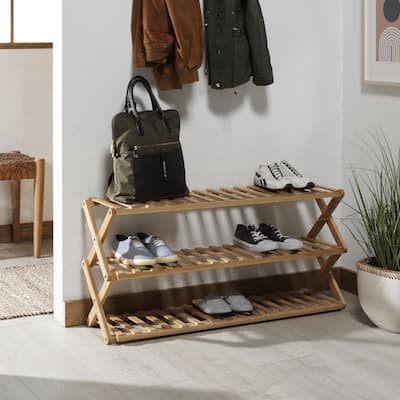 SAFAVIEH Etiennette 3-Tier Shoe Storage Shelf - 38.7 In. W x 10 In. D x 18.1 In. H - 39Wx10Dx18H