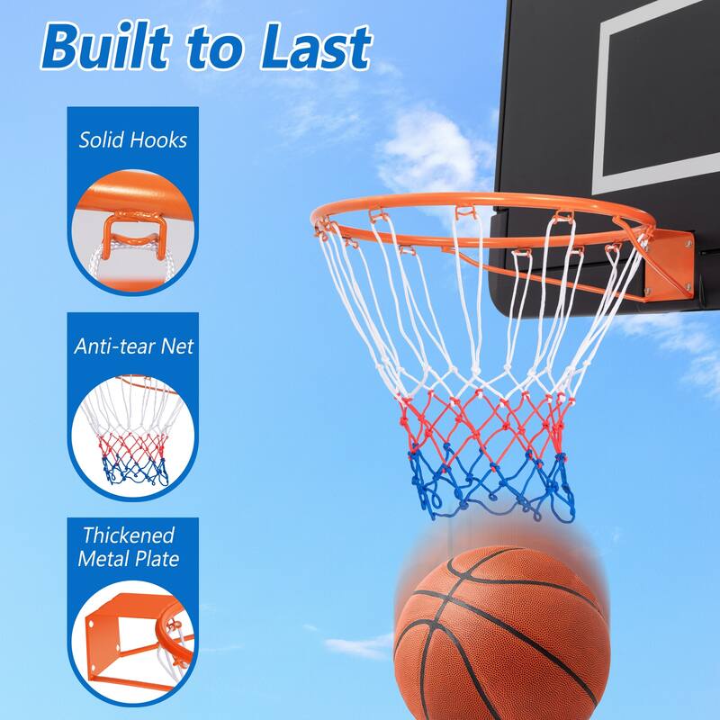 Gymax 15'' Basketball Rim Wall Door Mounted Basketball Hoop w/ All