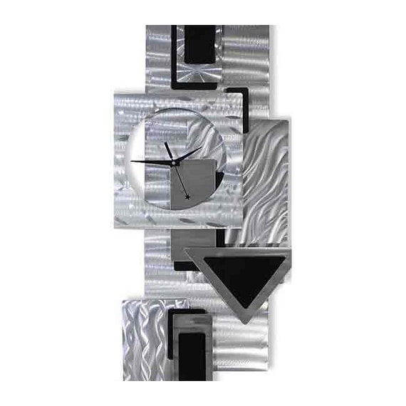 Statements2000 Abstract Metal Wall Clock Modern Geometric Functional Art By Jon Allen Dynamic Notions Ii 37 X 17 Overstock 12431895