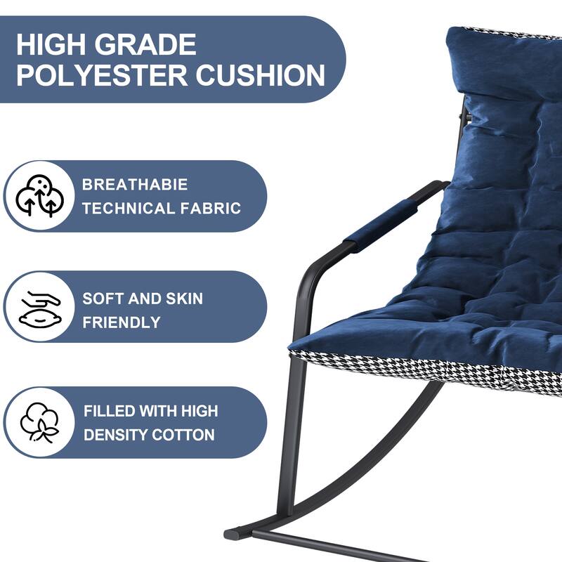 Rocking Chair with Storage, Cushions & Armrests, All-Season Comfort Lounge Recliner, Breathable Ergonomic Lounge Chair