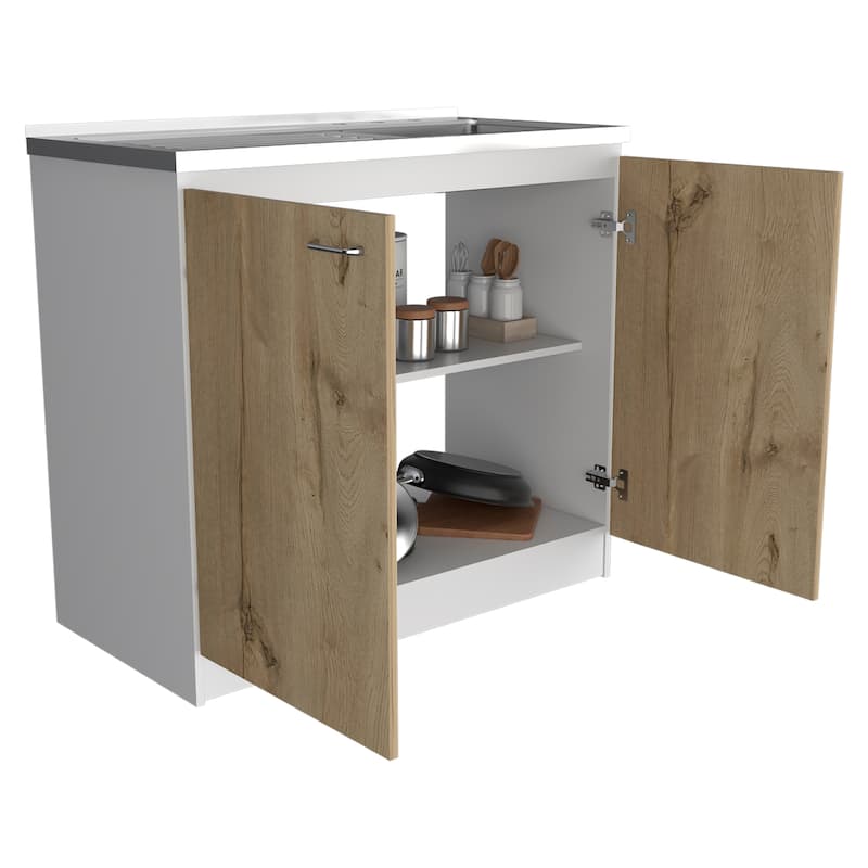 Utility Sink for Kitchen, Dining Room,White / Light Oak