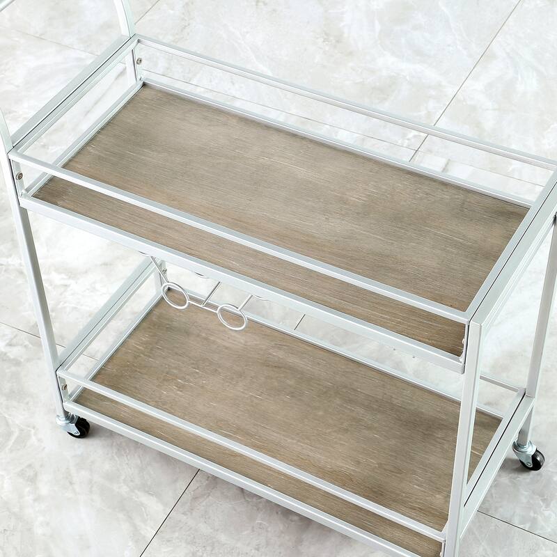 FirsTime & Co. Francesca Bar Cart, Metal Frame, Wood/Glass Top