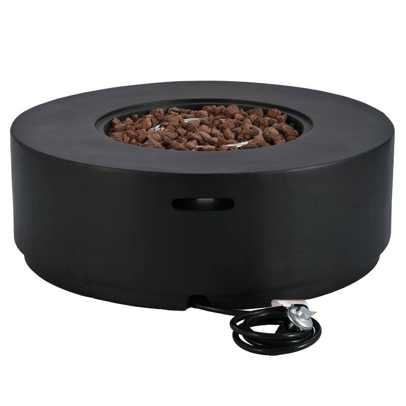 38.2" Round Outdoor Propane Fire Pit, Outside Fire Pit Table with 50000 BTU, Steel Burner, Lava Rocks, Waterproof Cover