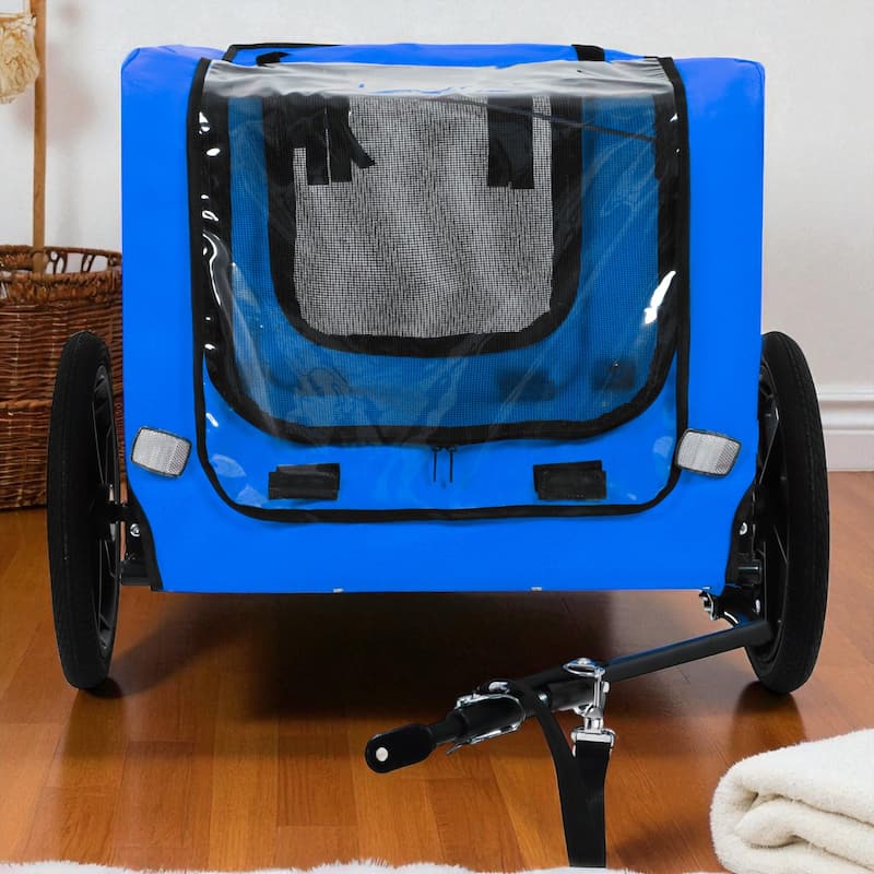 Heavy Duty Foldable Pet Bike Trailer - Dog & Cargo Carrier with 16-Inch All-Terrain Wheels and Universal Hitch