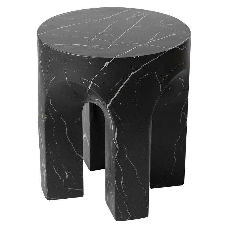 Round Side Table End Table in Fiberstone with Arch Design Base for Indoor and Outdoor