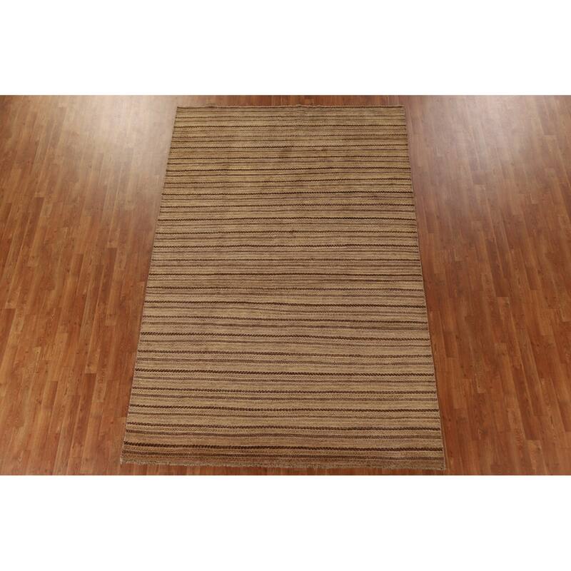 Striped Gabbeh Kashkoli Modern Wool Area Rug Hand-knotted Carpet - 6'7" x 10'0"