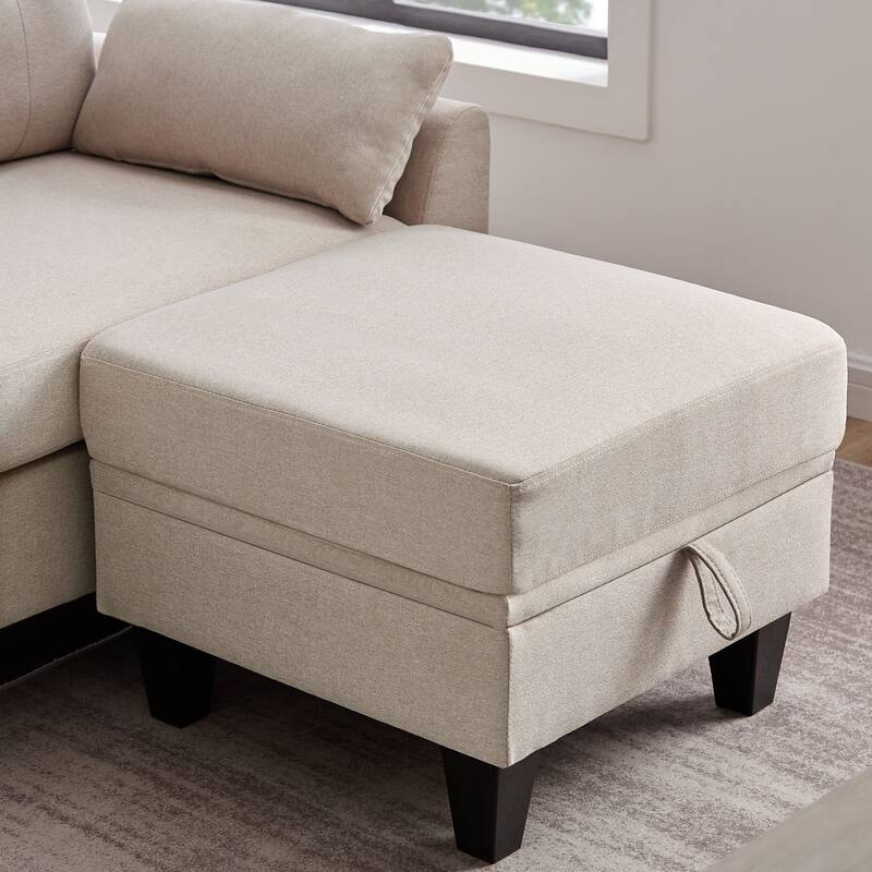 Modular Sectional Sofa Couch L Shaped With Chaise Storage Ottoman and Side Bags For Living Room