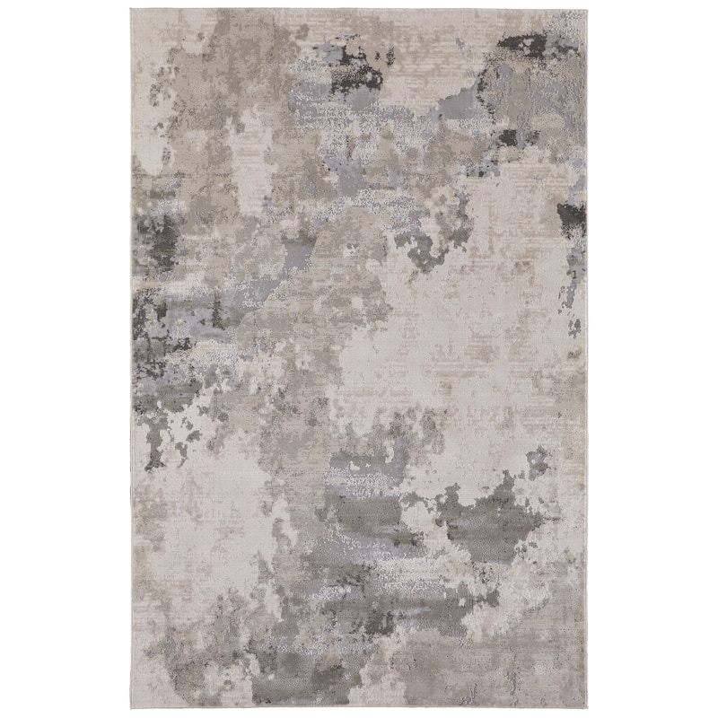 Alexander R3970 Watercolor Modern Area Rug - 8' x 11' - Ivory/Gray