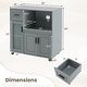 preview thumbnail 3 of 8, Gymax Kitchen Island Cart on Wheels Microwave Cabinet w/ Frosted