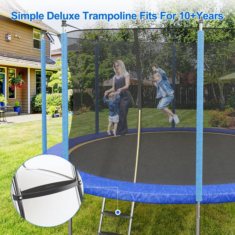 10FT Trampoline, Recreational Trampolines with Enclosure Net and Ladder