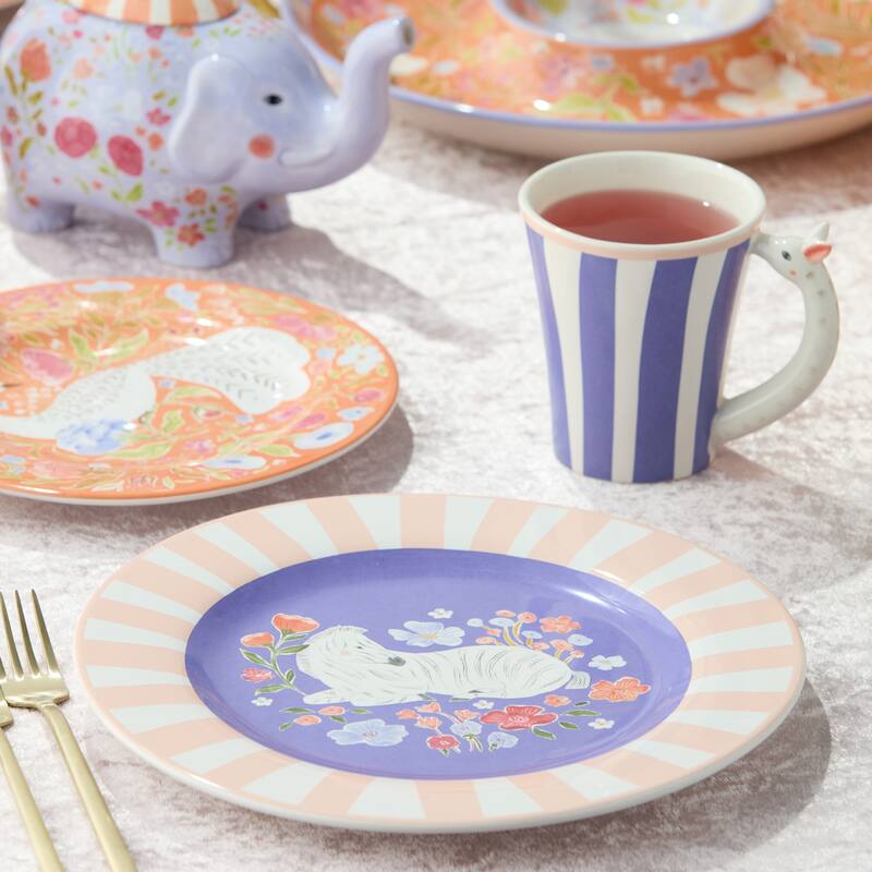 Certified International Menagerie 11" Dinner Plates, Set of 4 Assorted Designs - 11.00"L x 11.00"W x 1.00"H