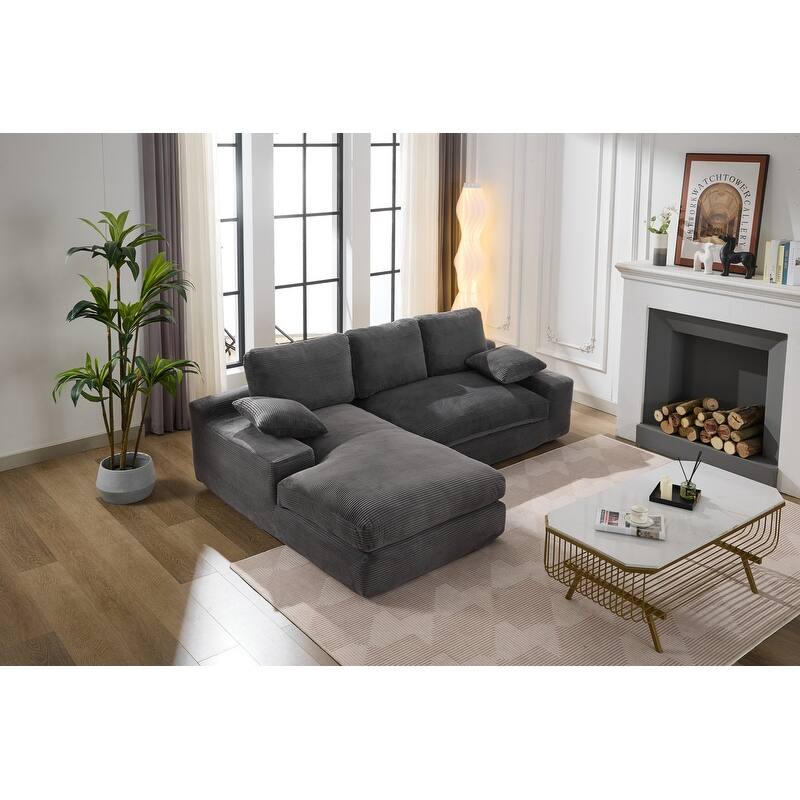 98.40" Corduroy L-Shaped Sofa