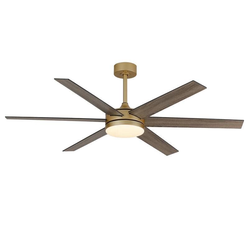Vaczon 60" Transitional Gold Reversible Blades Smart Ceiling Fan with Dimmable LED Light and Remote