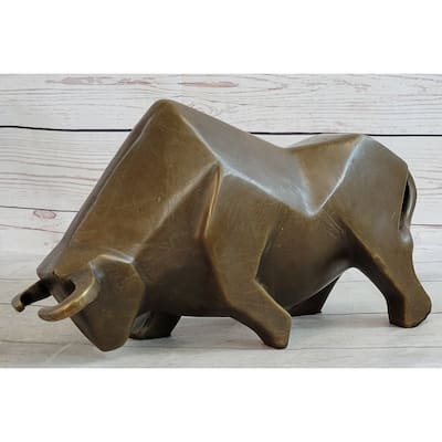 Hot Cast Bronze Sharp Edged Imitative Bull Modern Art Figurine Figure Sculpture Signed Art