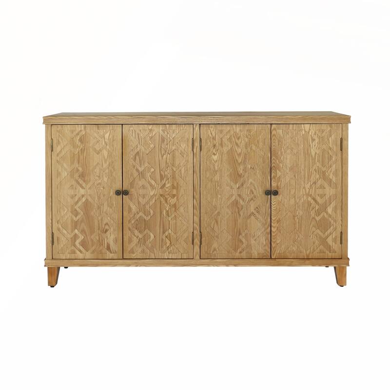 59in Brown Accent Cabinet with 4 Doors