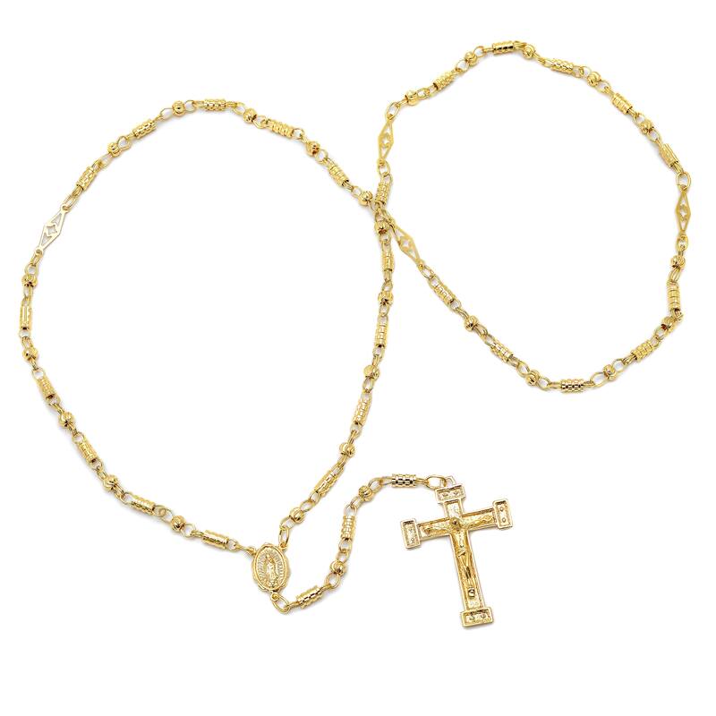 Roberto Martinez Platinum and Gold Plated Bullet Chain Rosary Necklace - Yellow