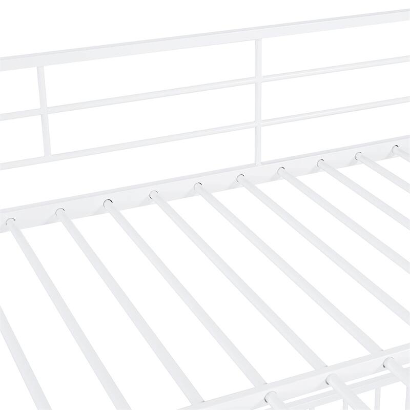Full over Full Size Metal Bunk Bed with Slide and Guardrails