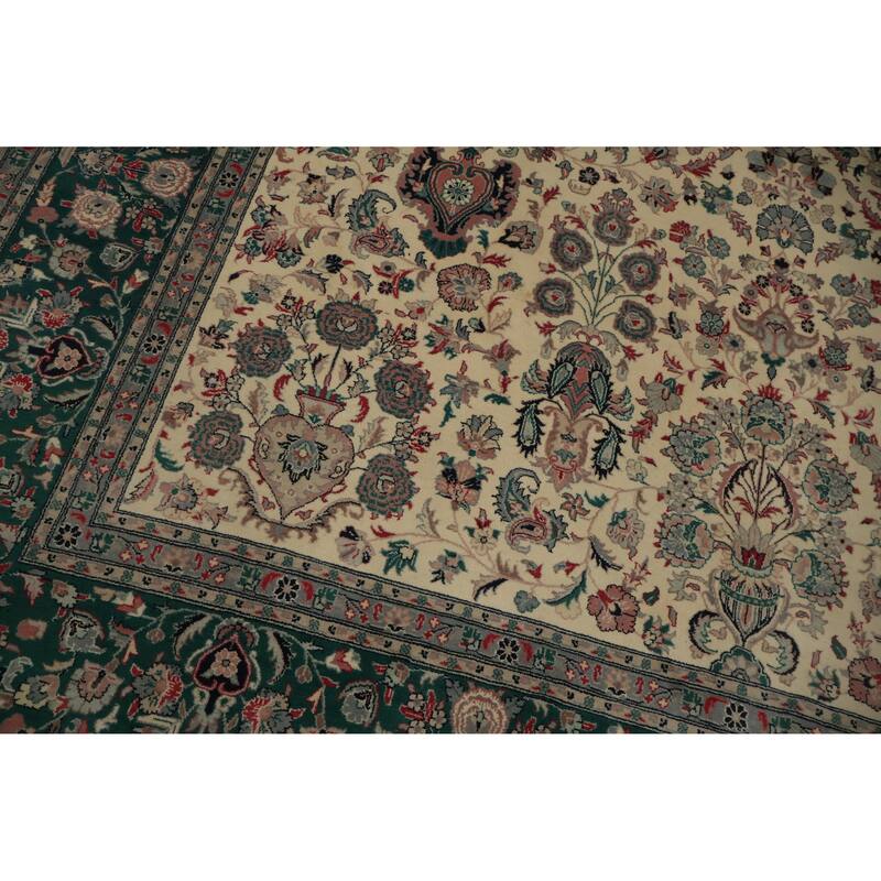 Hand Knotted Oriental 100% Wool Carpet Traditional Floral Beige & Ivories Aubusson Area Rug - 10' 5'' X 8' 2''