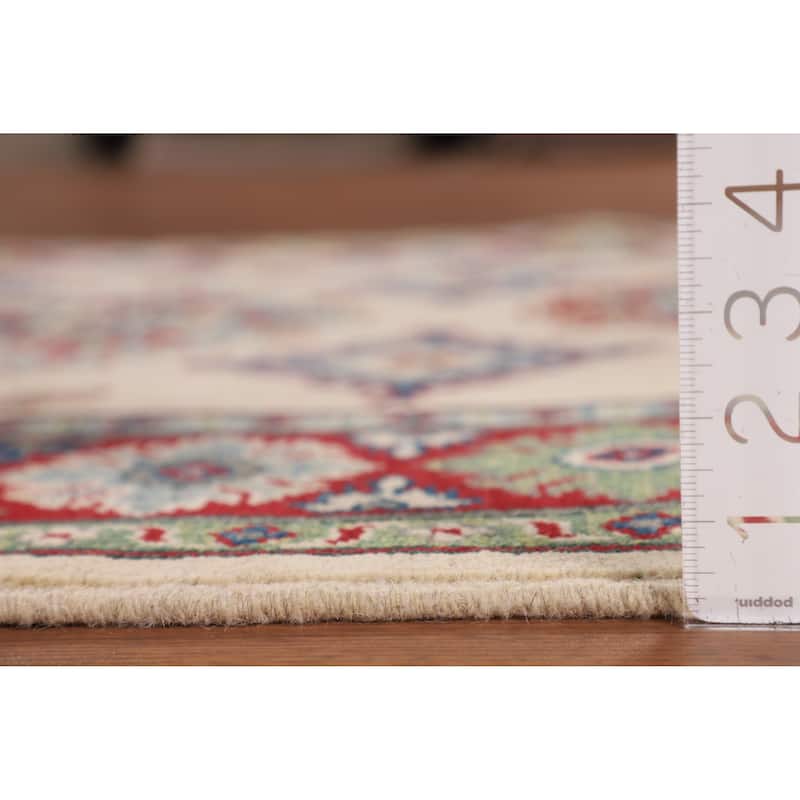 Ivory Kazak Area Rug Hand-Knotted Wool Carpet - 3'11" x 5'6"