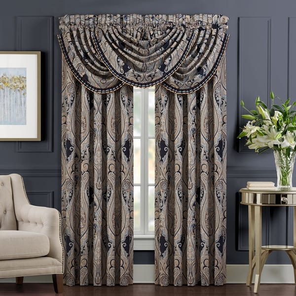 slide 2 of 4, J. Queen New York Luciana Indigo Window Waterfall Valance Indigo