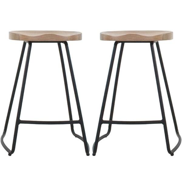 (Set of 2) Saddle 26" Solid Wood Counter Height Bar Stool - Bed Bath ...