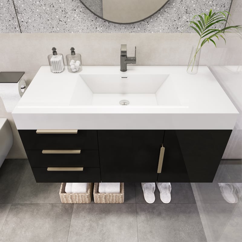 Noble 42" Wall Mounting Vanity (L Drawer) with Reinforced Acrylic Sink