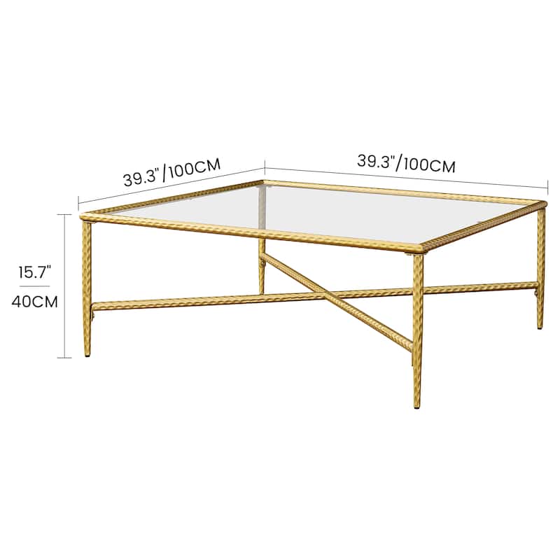 Stylish Gold-Framed Glass Coffee Table