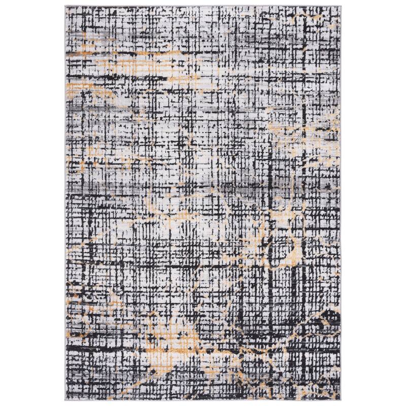 SAFAVIEH Amelia Mladenka Abstract Distressed Rug - 6'7" Square - Charcoal/Gold