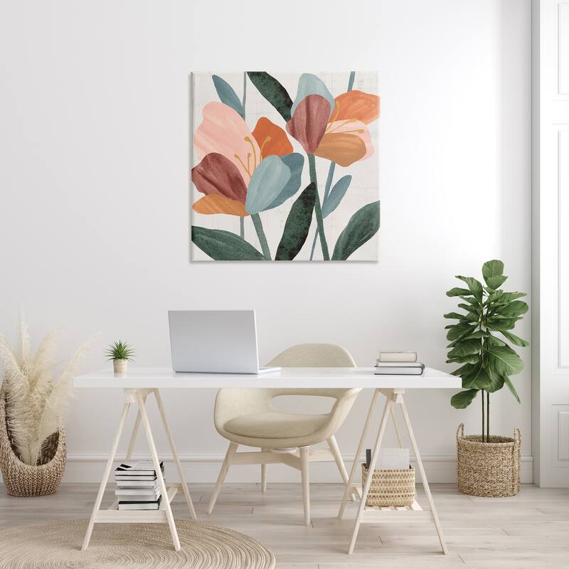 Stupell Abstract Azalea Flower Petals Pink Blue Design Canvas Wall Art