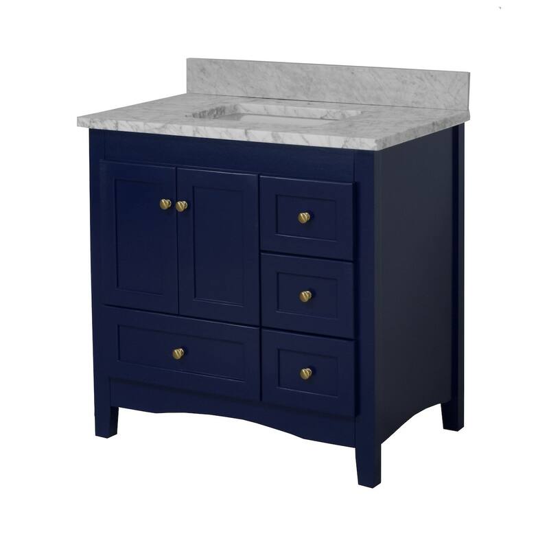 KitchenBathCollection Abbey 36" Bathroom Vanity with Carrara Marble Top
