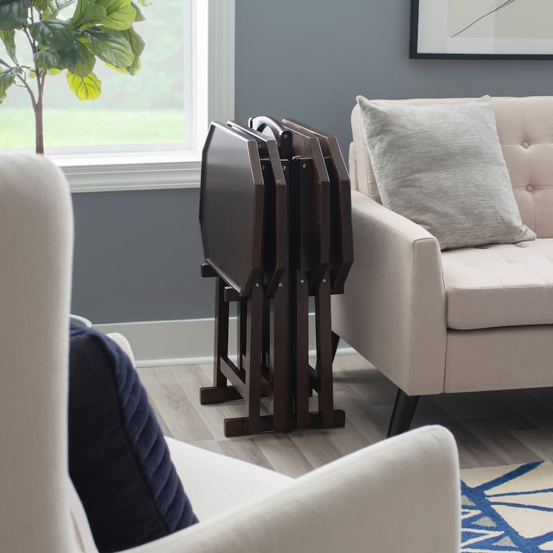 James Espresso 5-Piece Tray Table Set