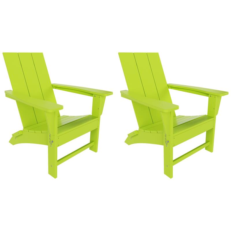Polytrends Shoreside Folding Poly Eco-Friendly All Weather Outdoor Adirondack Chair (Set of 2)