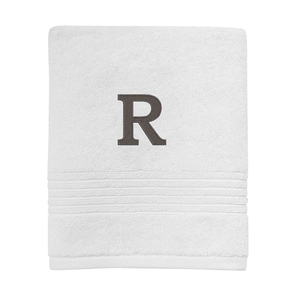 Avanti Linens Wht/Gry Block Monogram Hand Towel - Hand Towel