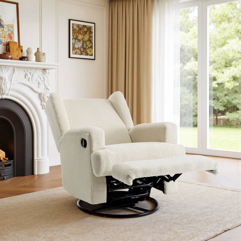 UIXE Upholstered Chenille/Boucle Swivel Glider Rocker Recliner