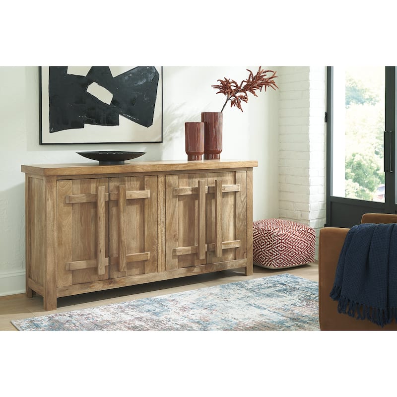 Signature Design by Ashley Dresor Natural Accent Cabinet - 68.13" W x 18" D x 36.25" H