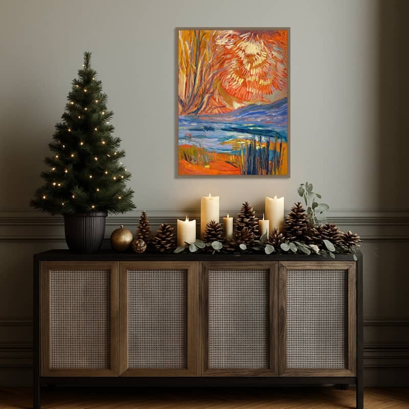 Cadmium Winter Solstice II by Dorothy Fagan (23 x 30 in.), Framed Canvas Wall Art Print - Sylvie Dark Gold