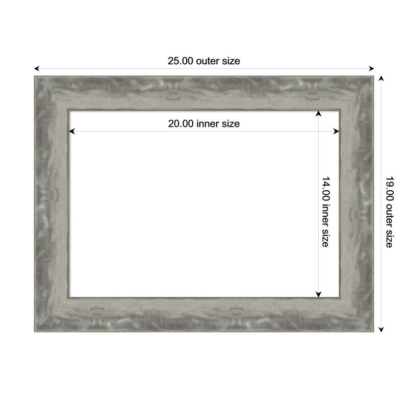 Amanti Art Waveline Silver Narrow Framed Dry Erase Magnetic Board - 25 x 19 in