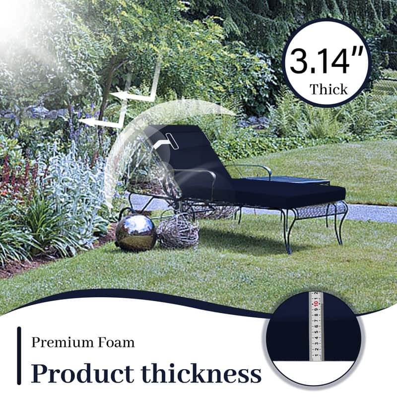 Outdoor Chaise Lounge Cushion, Thicken Waterproof Replacement Back Chaise Cushions for Pool, Sand Beach