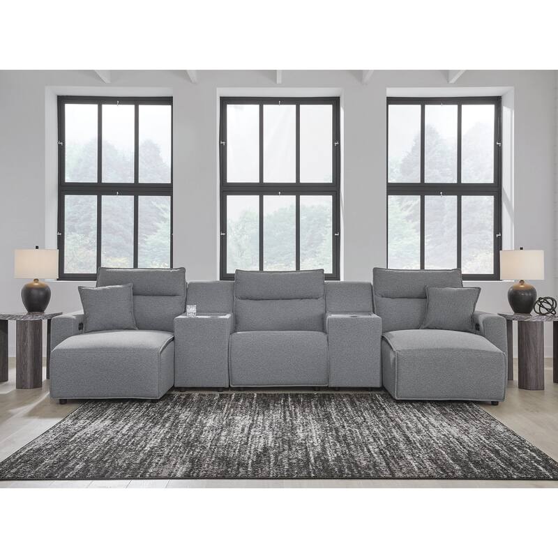 Signature Design by Ashley Modmax Gray 5-Piece Power Reclining Sectional with Chaise - 152" W x 63" D x 41" H