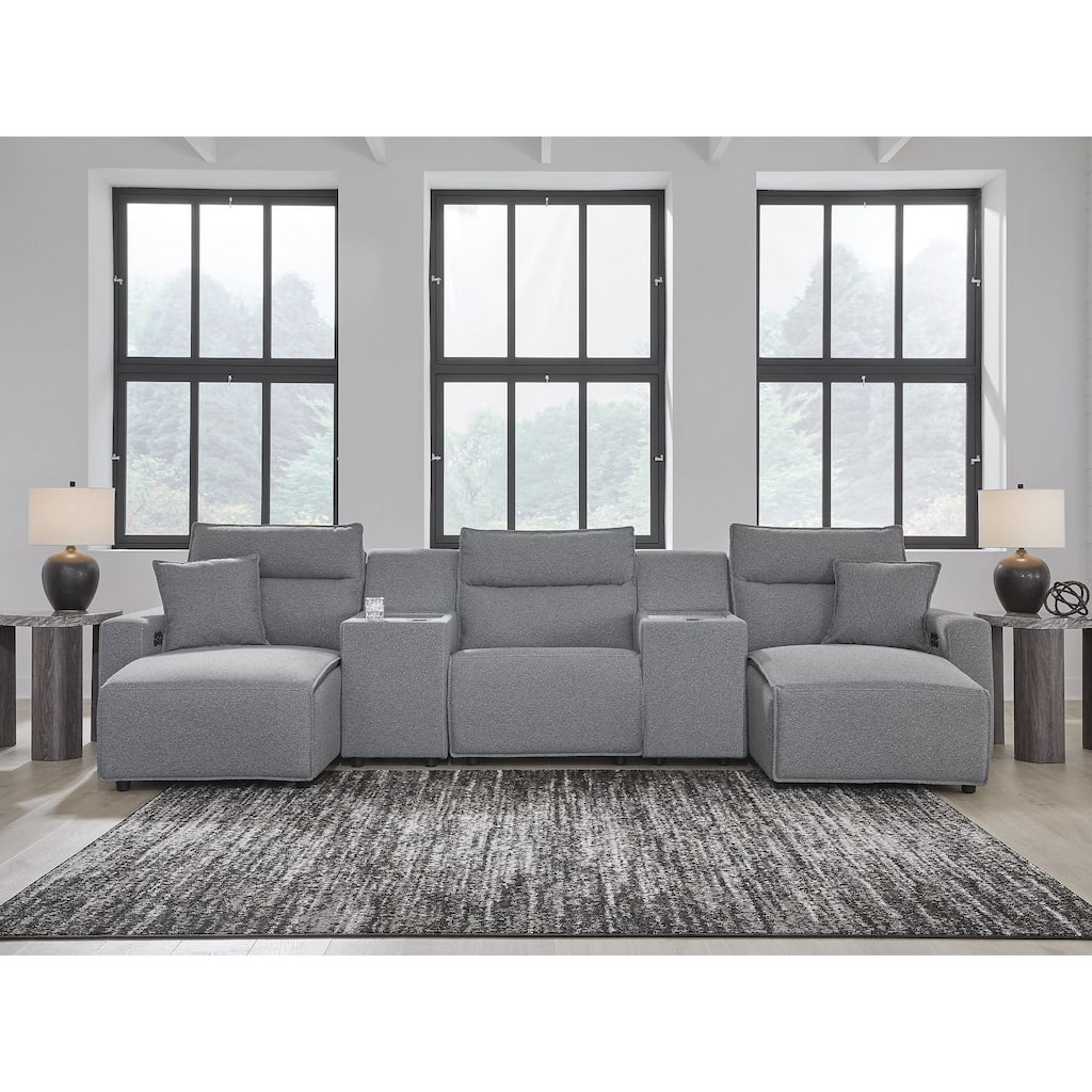 Signature Design by Ashley Modmax Gray 5-Piece Power Reclining Sectional with Chaise - 152" W x 63" D x 41" H