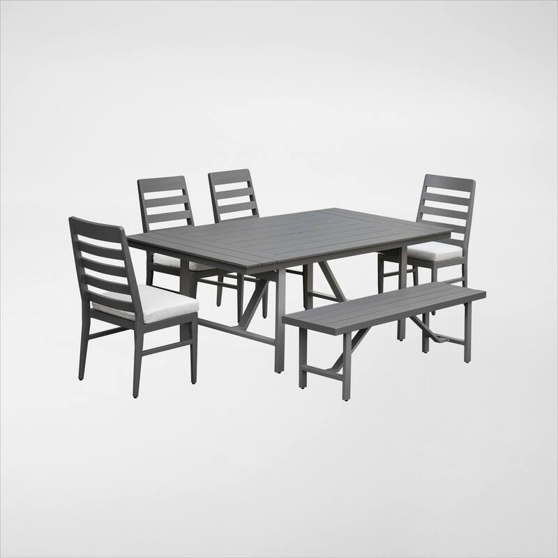 Navarro Outdoor Dining Set - Mocha 6-PC with Bench