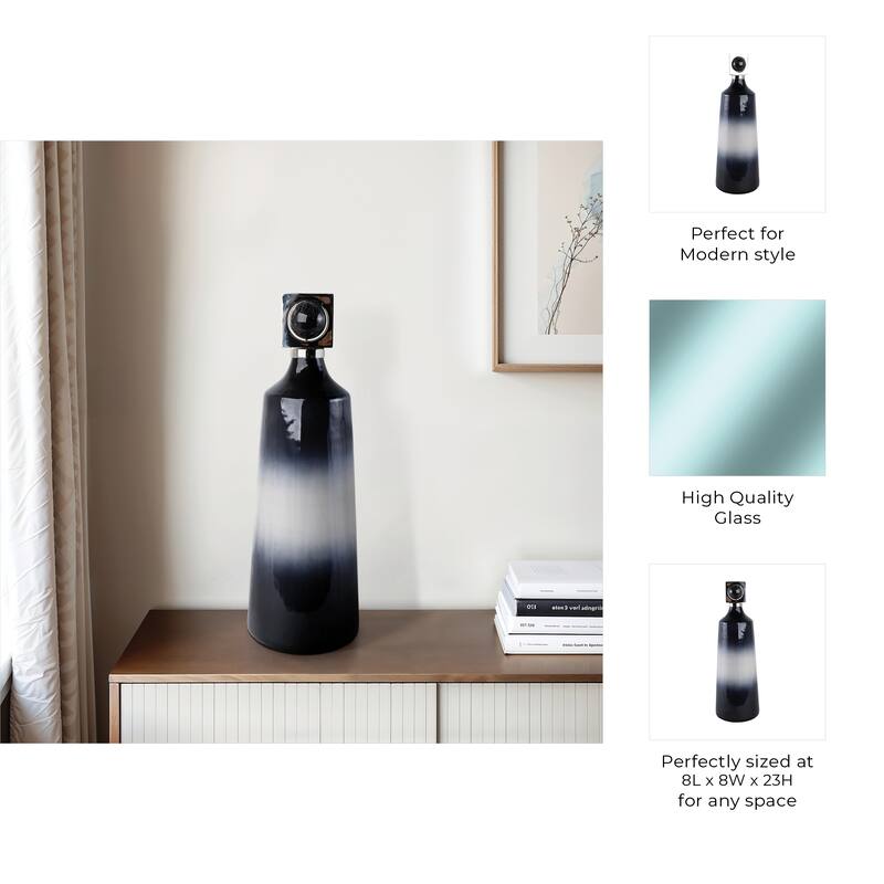 Glass Metal Decorative Vase with Contemporary Single Modern Accents