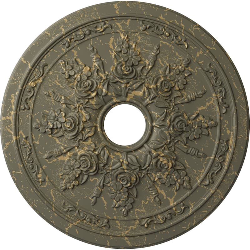 23 5/8"OD x 4"ID x 1 1/2"P Rose and Ribbon Ceiling Medallion
