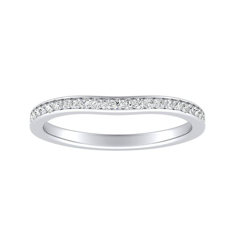 Auriya 1/8ctw Contoured Diamond Wedding Band 18k Gold - White - 4.5