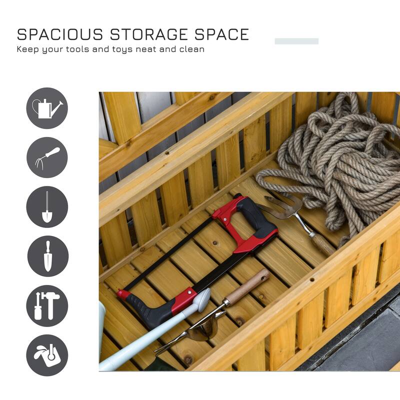 29 Gallon Garden Storage Bench with Waterproof Frame, Large Entryway Deck Box w/ Unique X-Shape Back, Louvered Side Panels