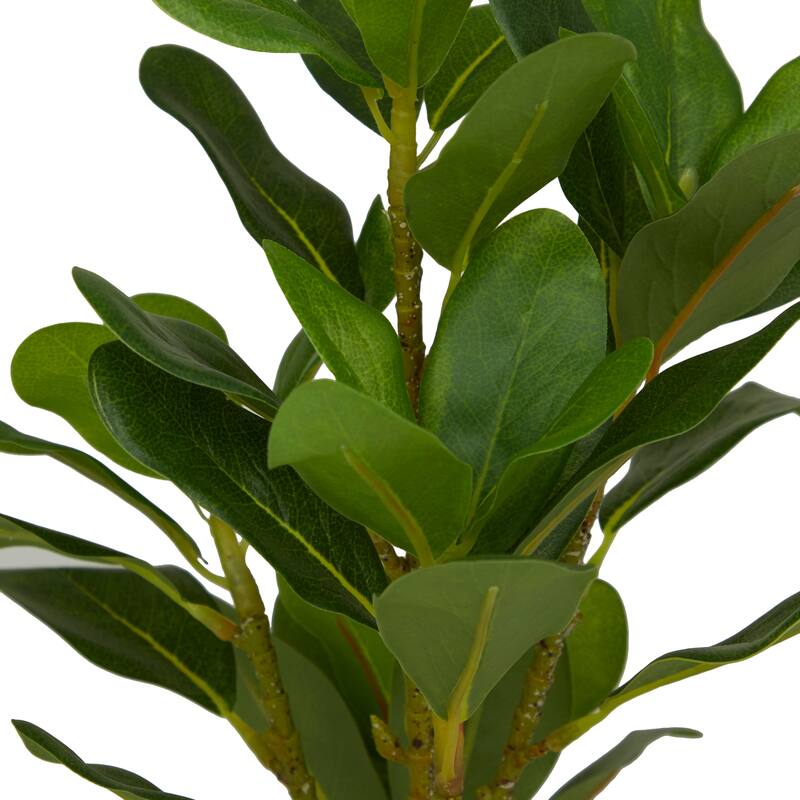 Faux Foliage Bay Laurel Artificial Plant with Realistic Leaves and Square Porcelain Pot - Green - Roche River Decor