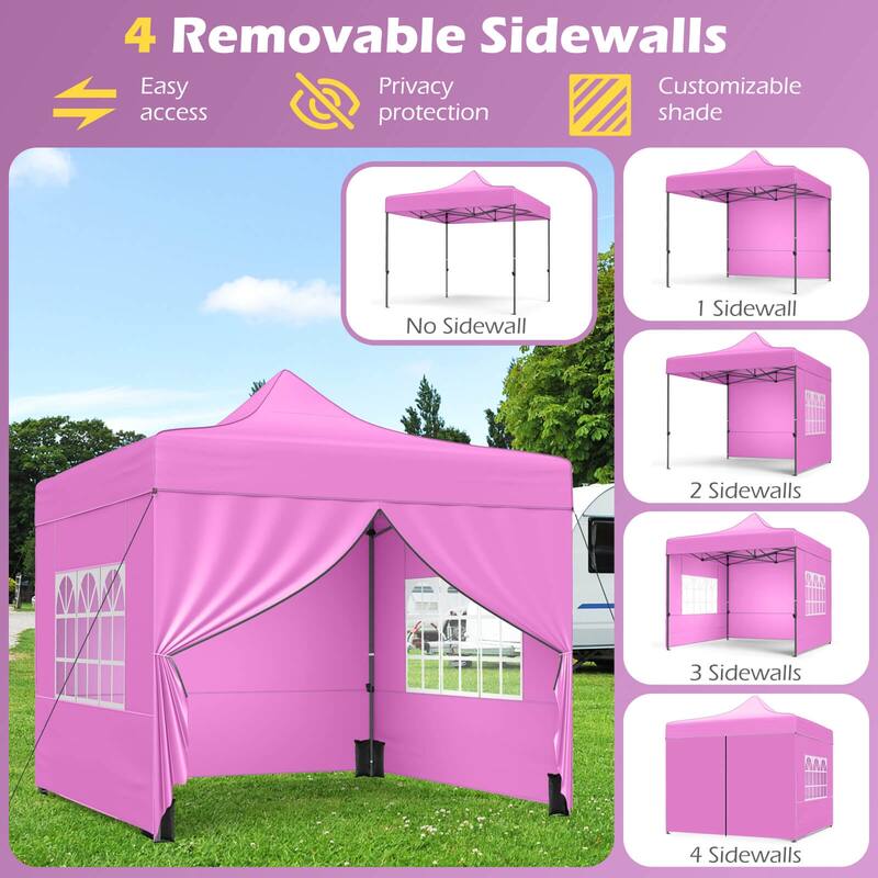 Costway 10 x 10 FT Pop up Canopy Tent with 4 Removable Sidewalls,