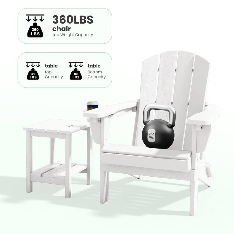 5-Piece Adjustable Plastic Patio Adirondack Chairs With Side Table Set